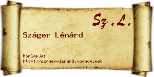 Száger Lénárd névjegykártya
